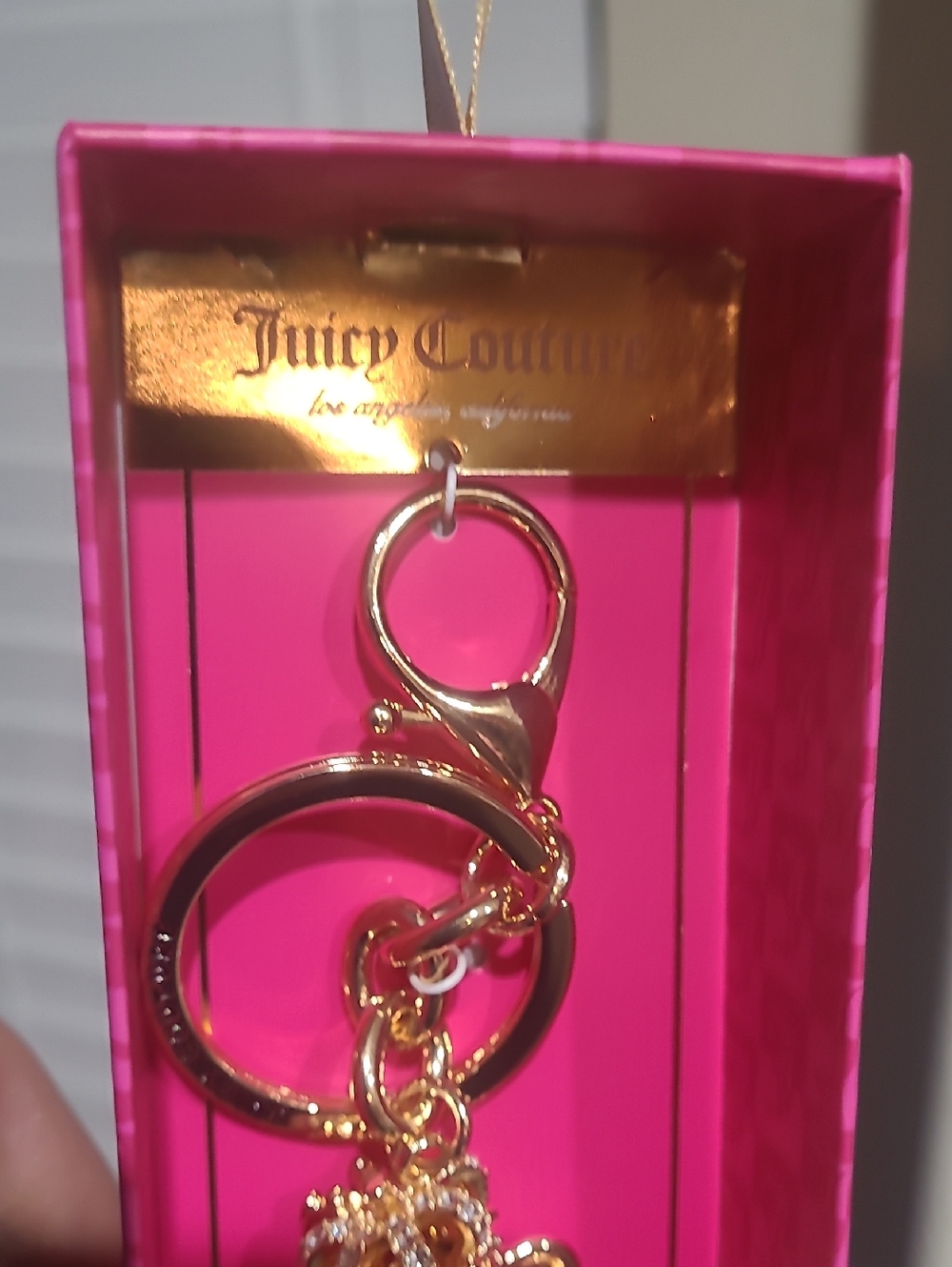 Juicy Couture Gold-Tone Teddy Bear Keychain with Pink Gem - Picture 4 of 6